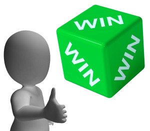 Win Dice Showing Success Winner Victory And Champion